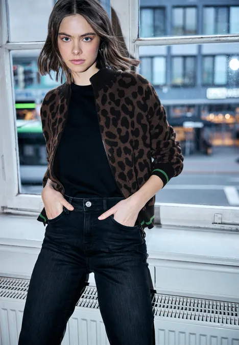 Leo Jacquard Cardigan java brown