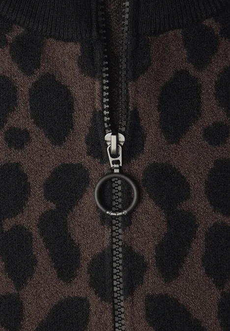 Leo Jacquard Cardigan java brown