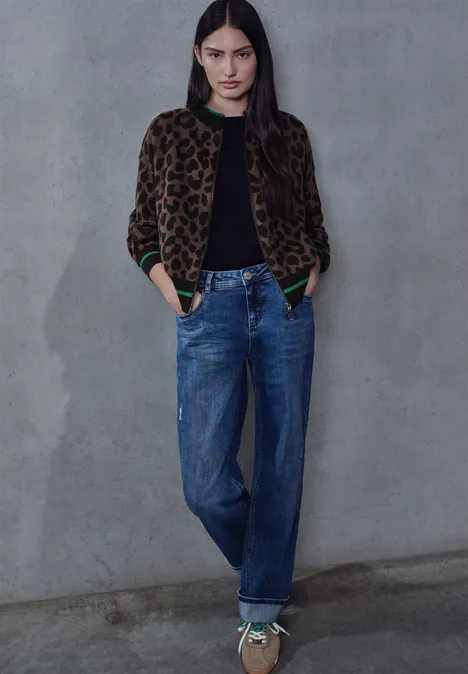 Leo Jacquard Cardigan java brown