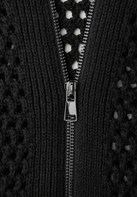 Vest met ronde hals en ritssluiting Black