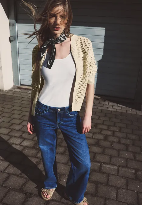 Vest met ronde hals en ritssluiting soft beige