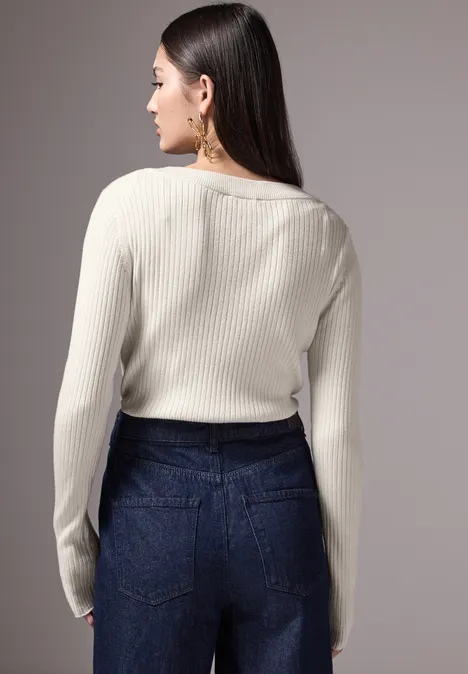Pull structuré cream white melange