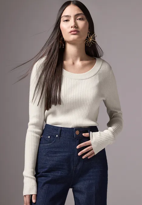 Pull structuré cream white melange