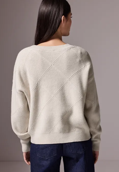 Pull à motifs structurés cream white melange