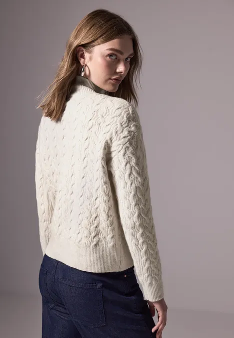 Kurzer Strickpullover cream white melange