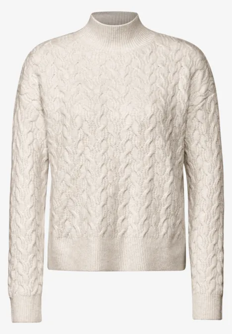 Kurzer Strickpullover cream white melange