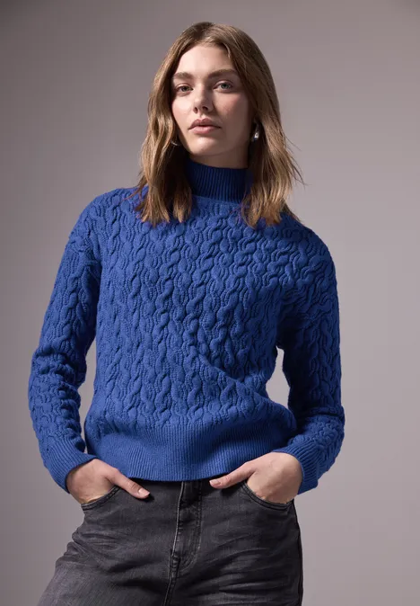Pull court en maille force blue