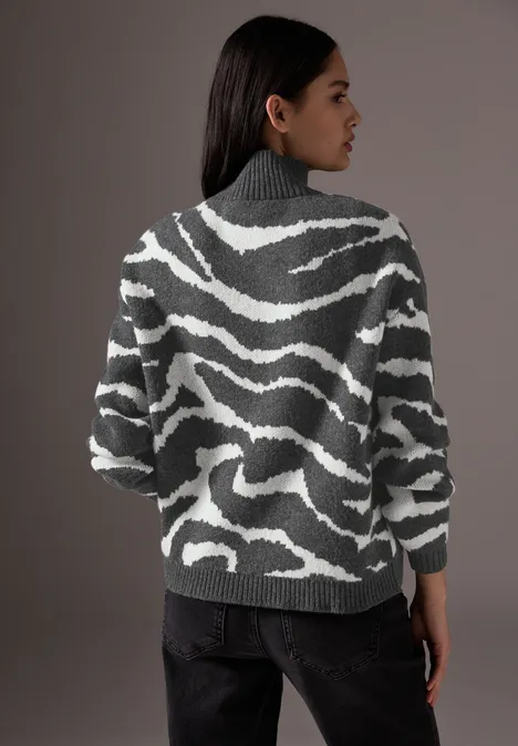 Pull en jacquard gravel grey mel.