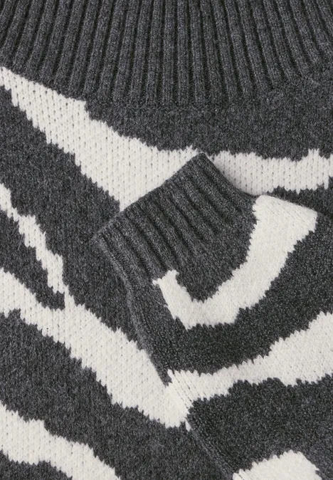 Pull en jacquard gravel grey mel.