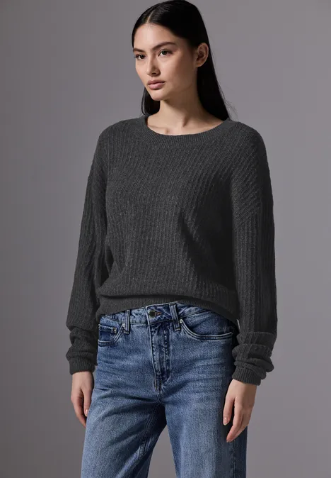 Pullover mit Struktur gravel grey mel.