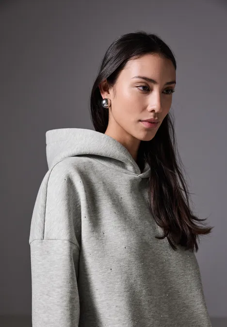 Hoodie loose fit scintillant saltwater grey melange