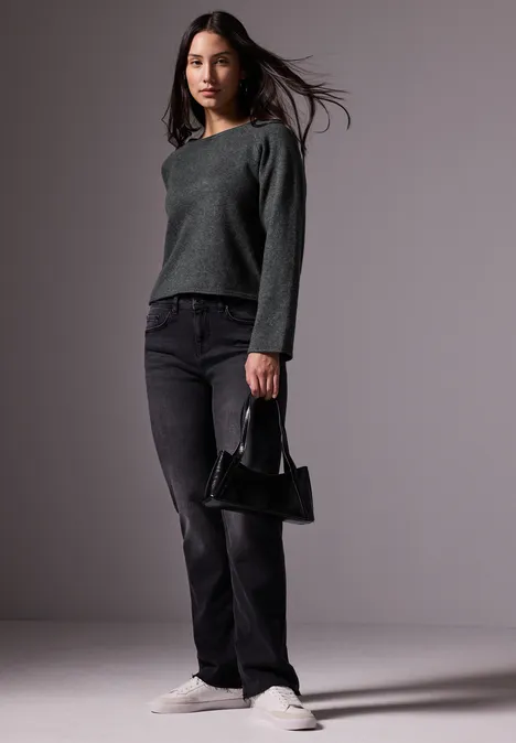 Pull à col rond gravel grey mel.
