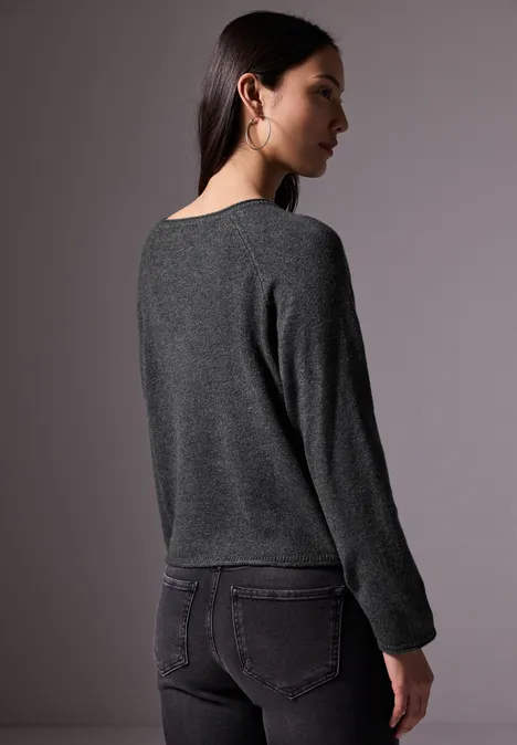 Pull à col rond gravel grey mel.