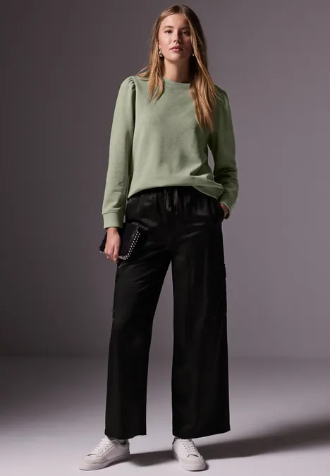 Sweater mit Raffungen slate green mel.