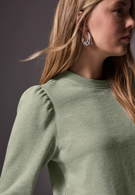 Sweater mit Raffungen slate green mel.