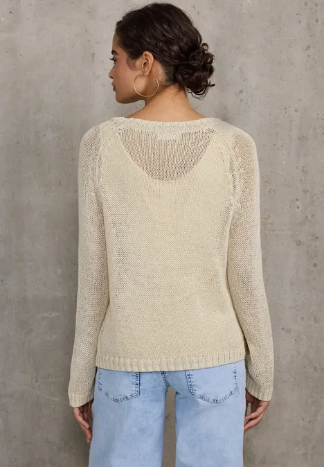 Pull à col en V moonstone sand