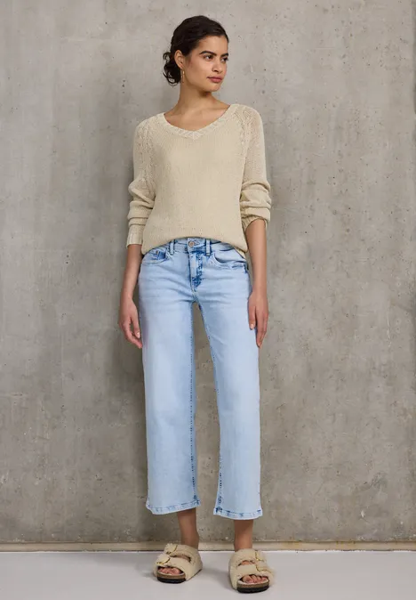 Pull à col en V moonstone sand