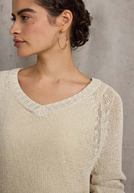 Pull à col en V moonstone sand