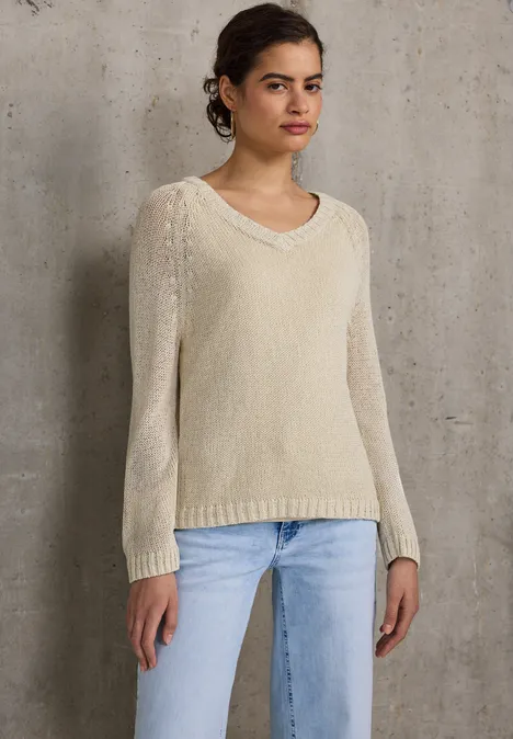 Pull à col en V moonstone sand