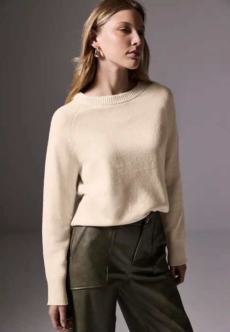 Pullover mit Rundhals cream beige