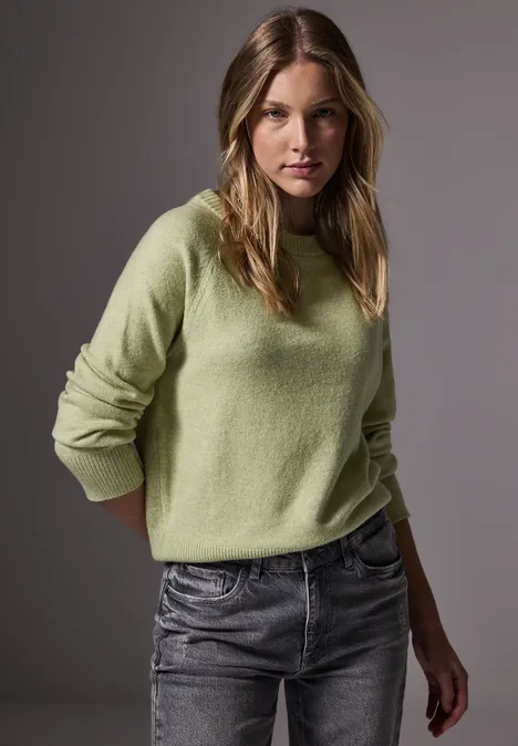 Pull à col rond mild green mel.