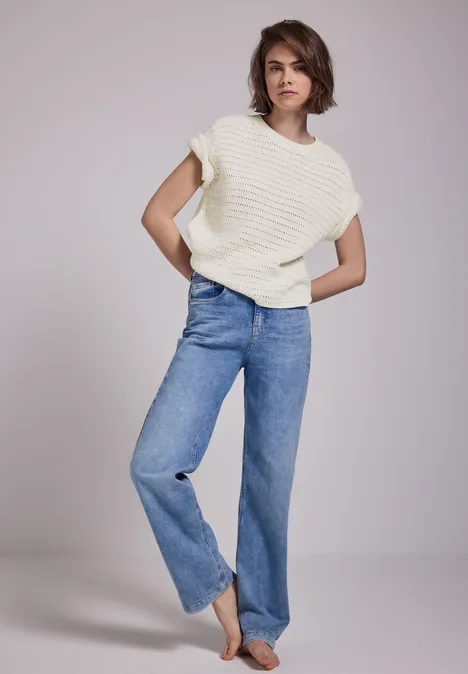 Pullover mit Lochmuster off white