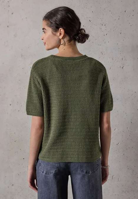 Pullover mit Lochmuster peridot green