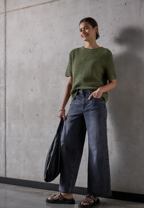 Pullover mit Lochmuster peridot green