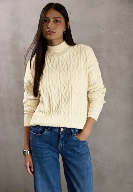 Pullover mit Strickmuster soft beige