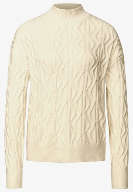 Pull à motif tricoté soft beige
