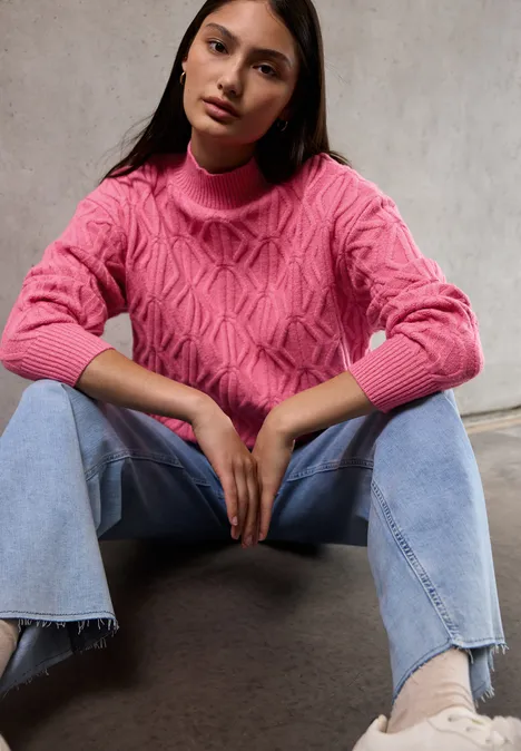 Pullover mit Strickmuster candy pink mel.