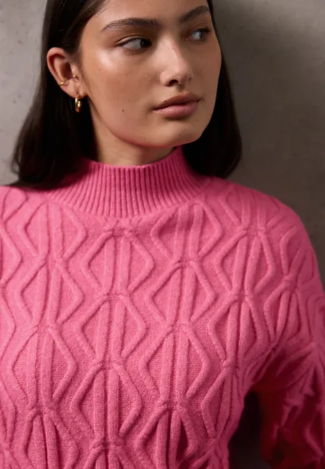 Pullover mit Strickmuster candy pink mel.