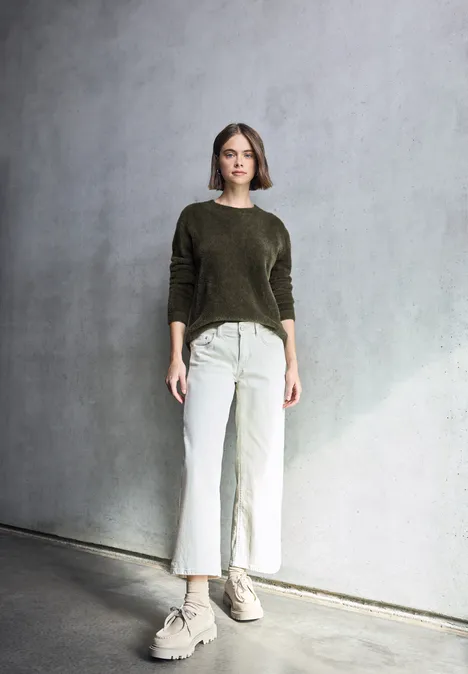 Kuscheliger Rundhalspullover hollow green