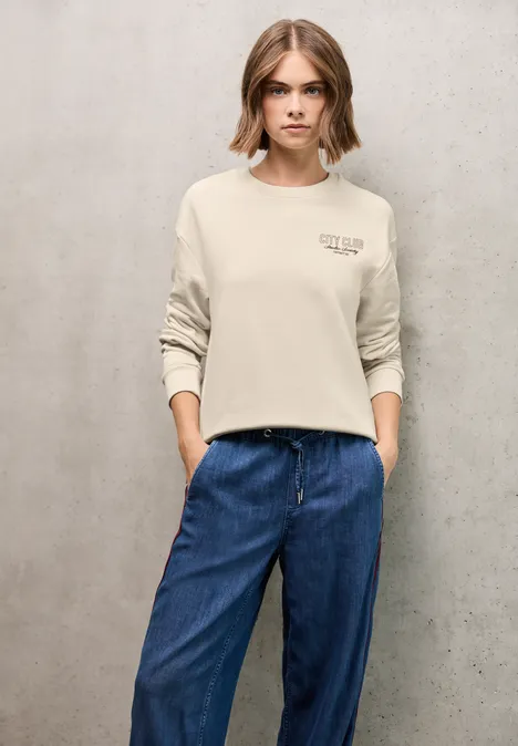 Loose Fit Backprint Sweater soft beige