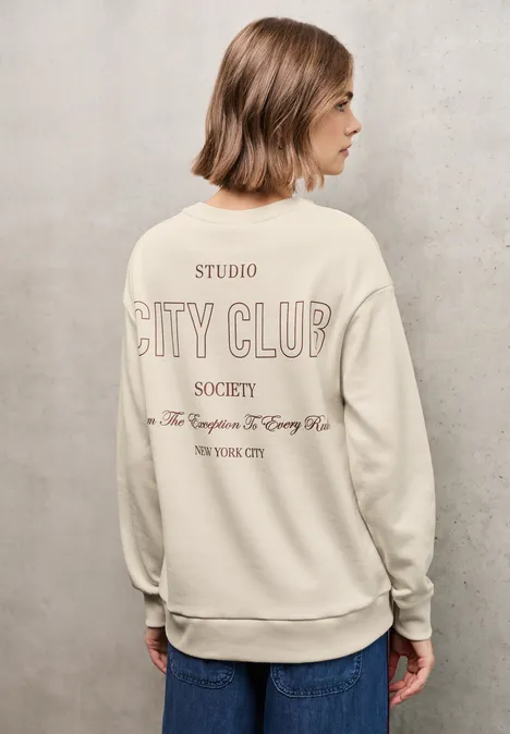 Loose Fit Backprint Sweater soft beige