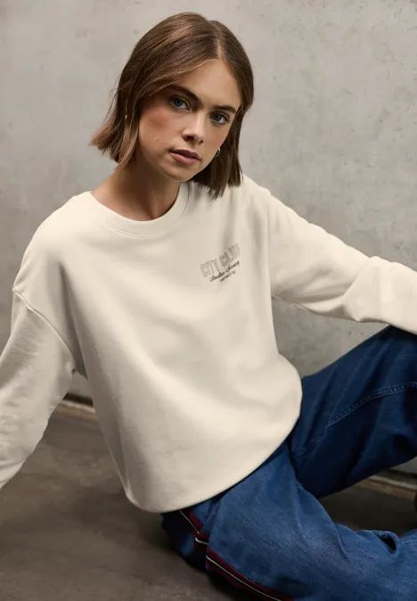 Loose Fit Backprint Sweater soft beige