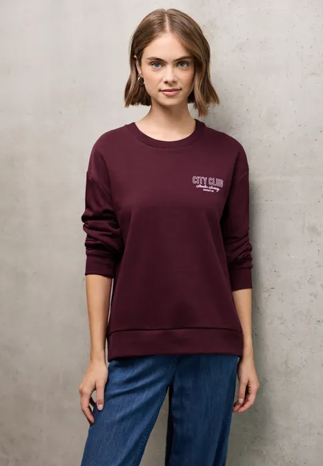 Loose Fit Backprint Sweater dark plum red