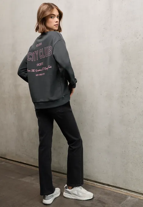 Loose Fit Backprint Sweater shore grey