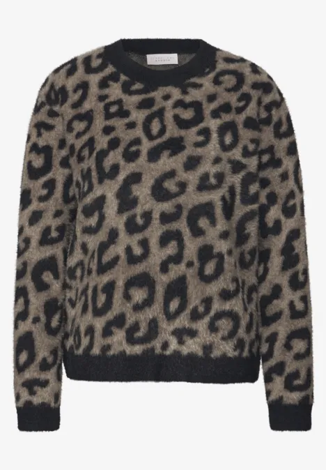 Flauschiger Leo Pullover Black