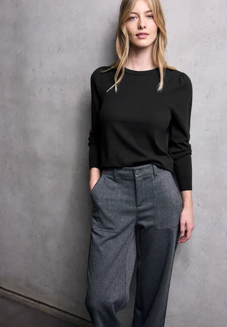 Pullover mit Puff-Ärmeln Black