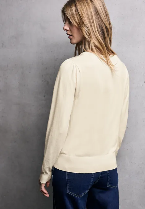 Pullover mit Puff-Ärmeln soft beige