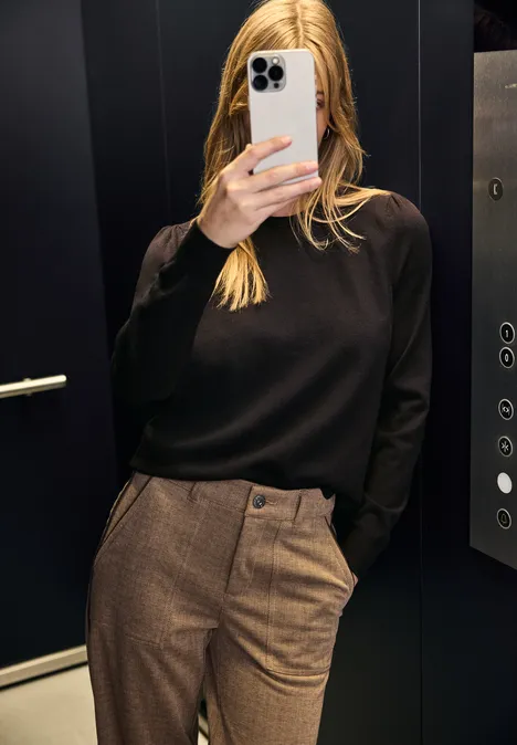 Pullover mit Puff-Ärmeln dark auburn brown