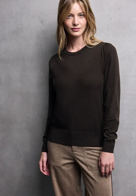Pullover mit Puff-Ärmeln dark auburn brown