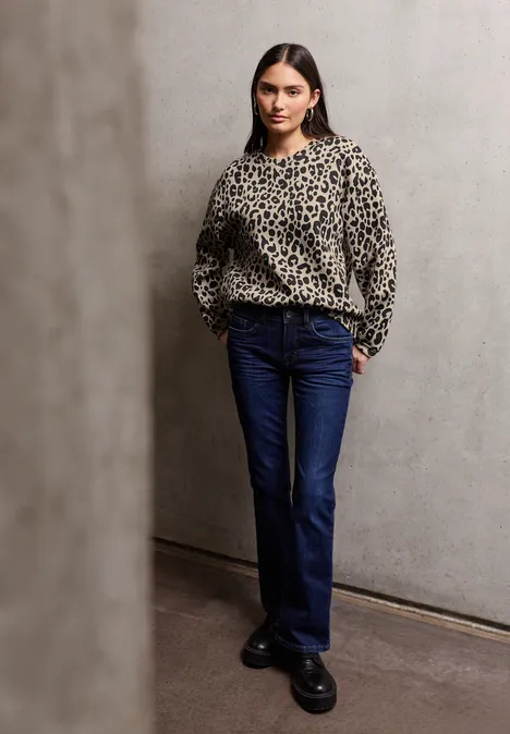Loose Fit Print Pullover morn beige