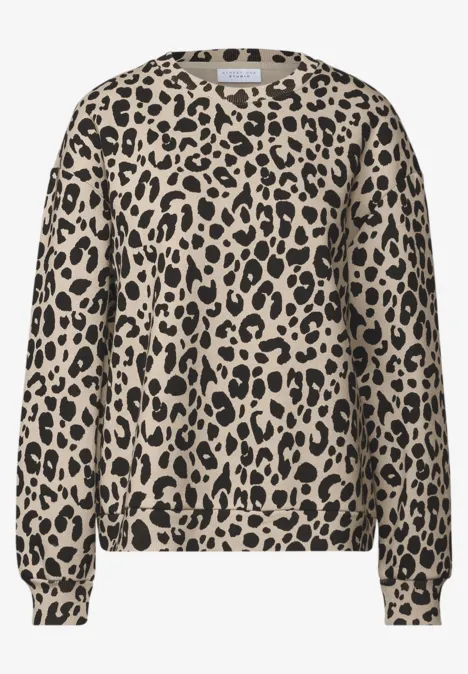 Loose Fit Print Pullover morn beige