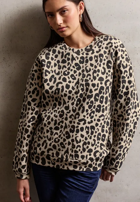 Loose Fit Print Pullover morn beige