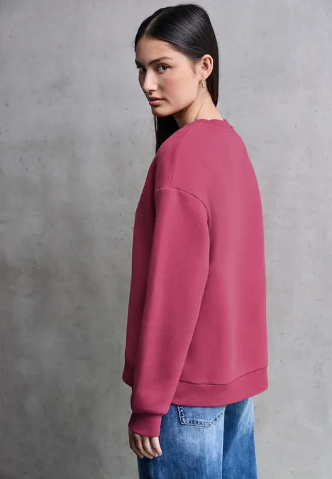Loose Fit Print Pullover dark candy pink
