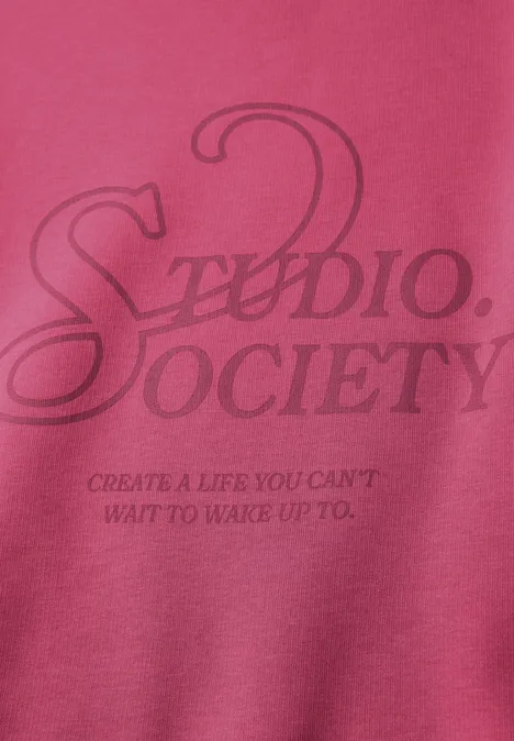 Loose Fit Print Pullover dark candy pink