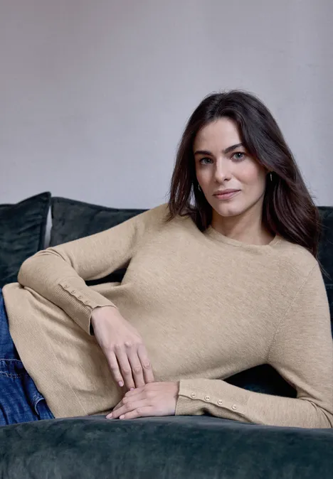 Pull en maille buffed beige mel.