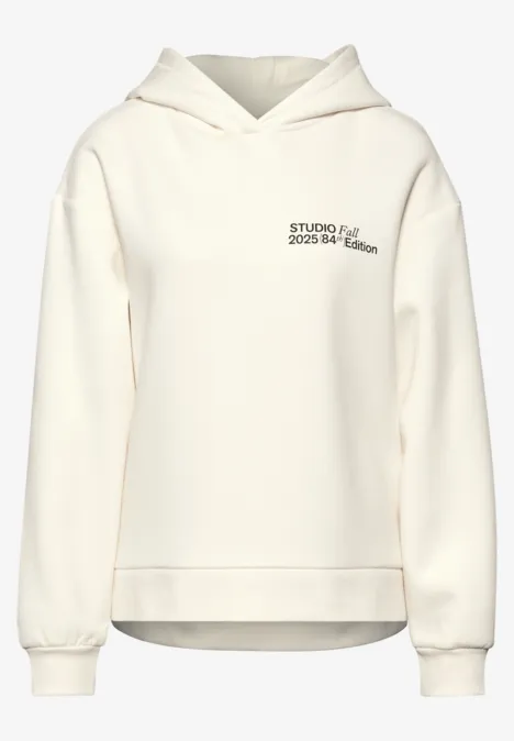 Hoodie Loose Fit avec motif artistique soft beige